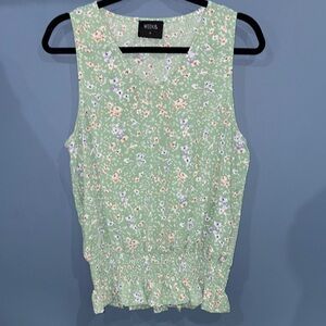 Green Floral Women's Top